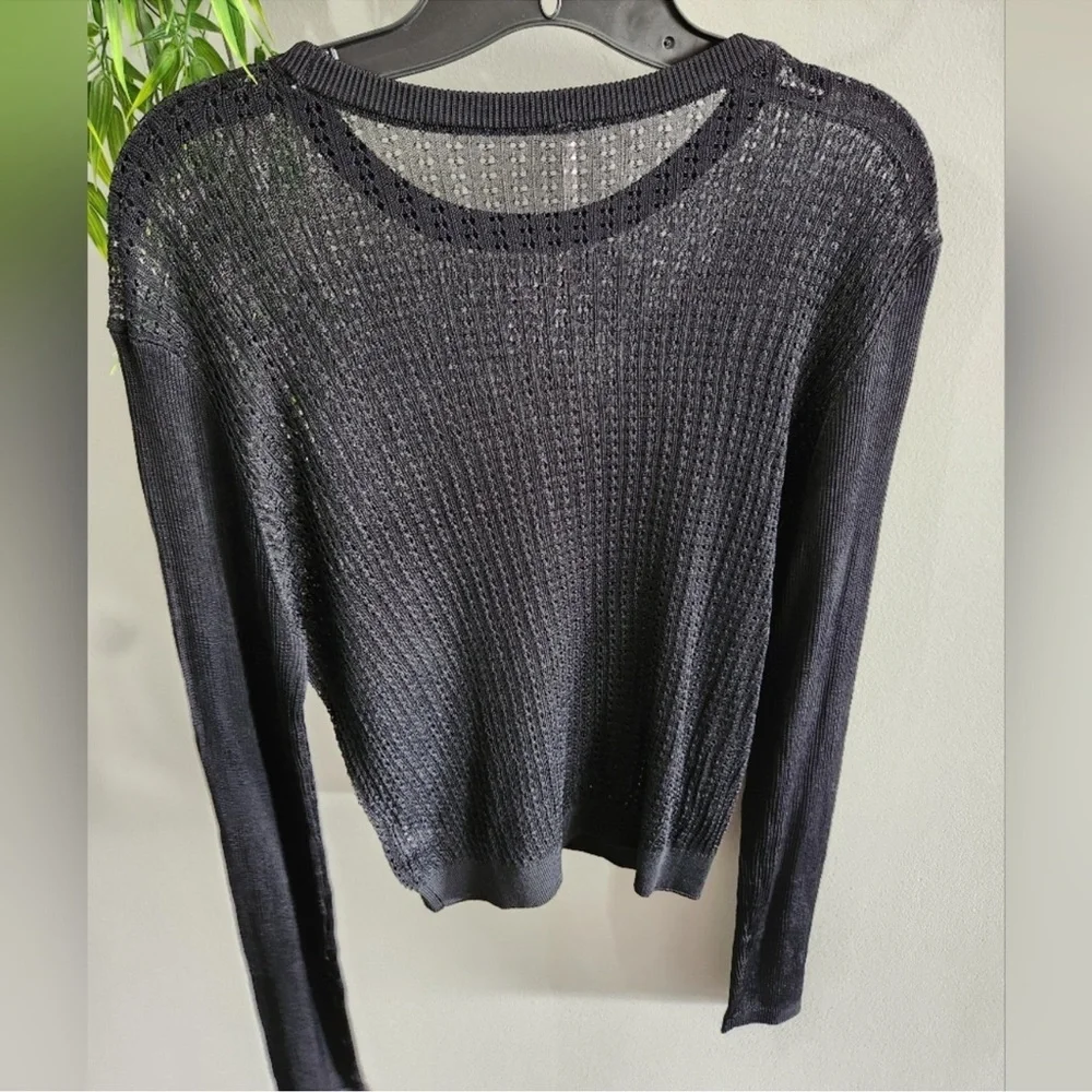 Free People H2O Black Mesh Long Sleeve Top